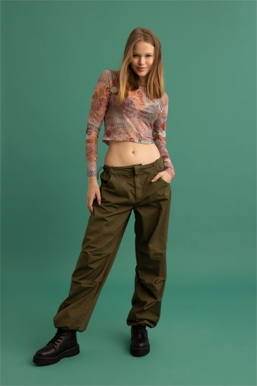 نساء رمادي فاتح تيشيرت سليم فيت وأكمام طويلة