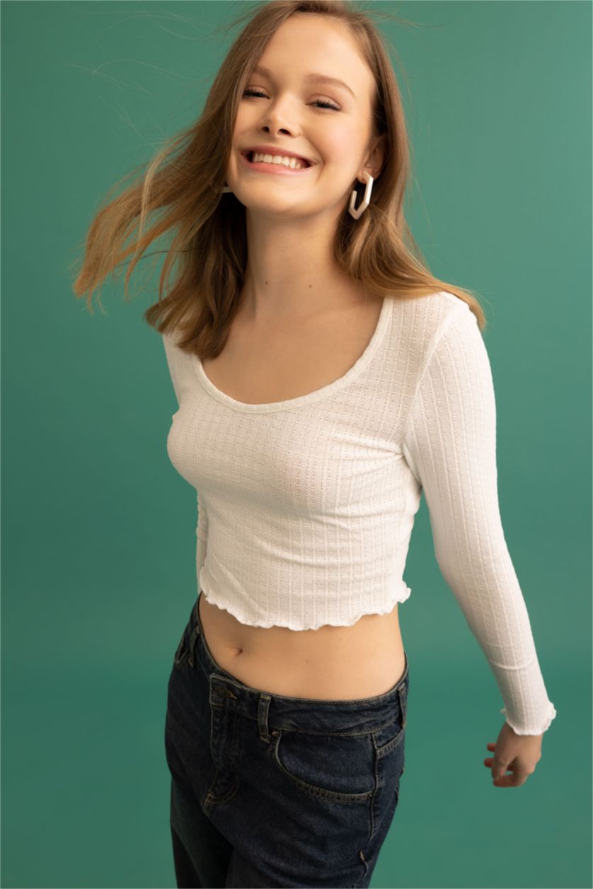 WOMAN White Slim Fit Long Sleeve T-Shirt