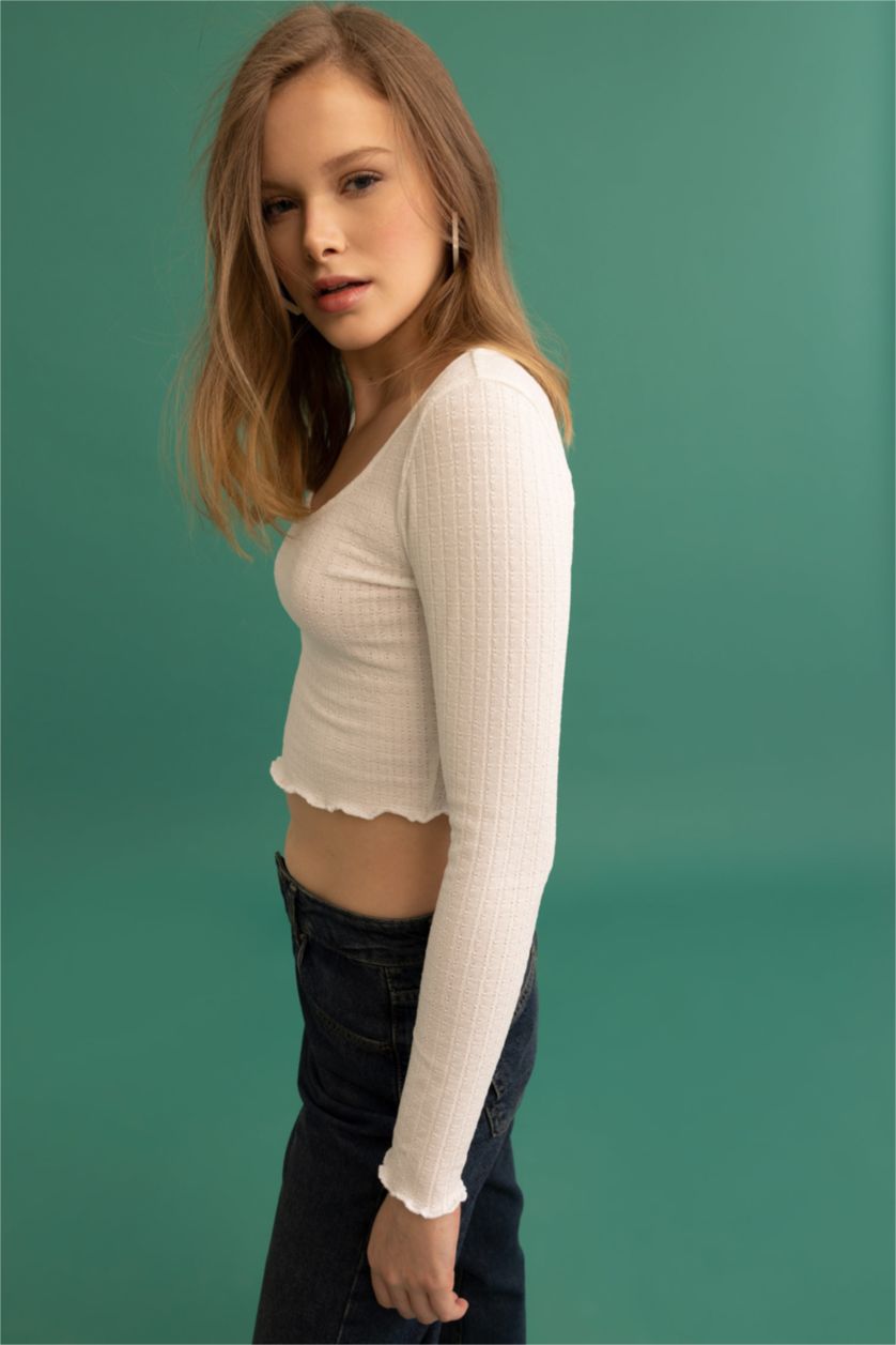WOMAN White Slim Fit Long Sleeve T-Shirt