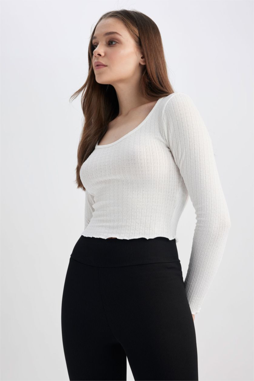 WOMAN White Slim Fit Long Sleeve T-Shirt