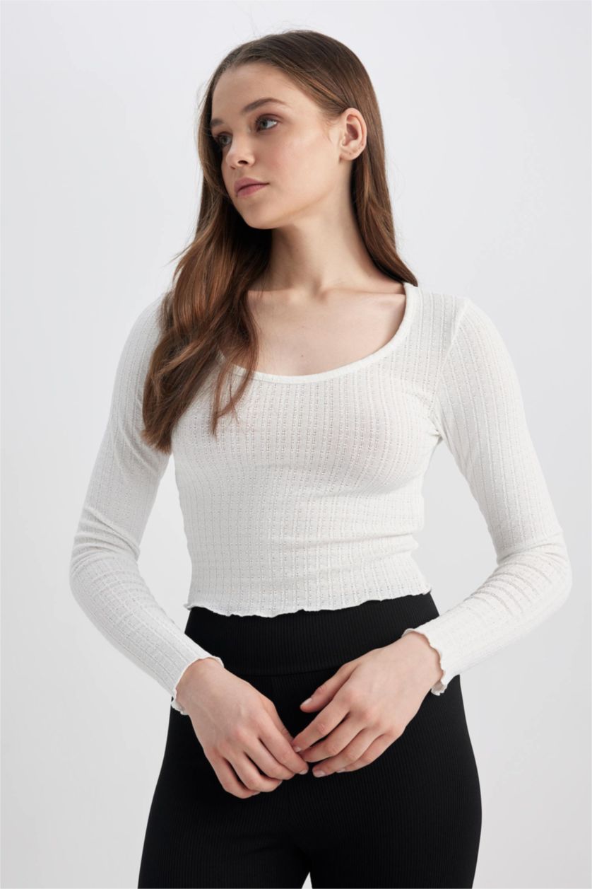 WOMAN White Slim Fit Long Sleeve T-Shirt