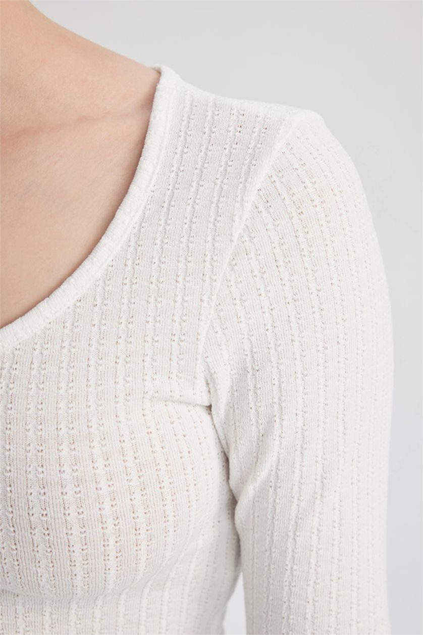 WOMAN White Slim Fit Long Sleeve T-Shirt