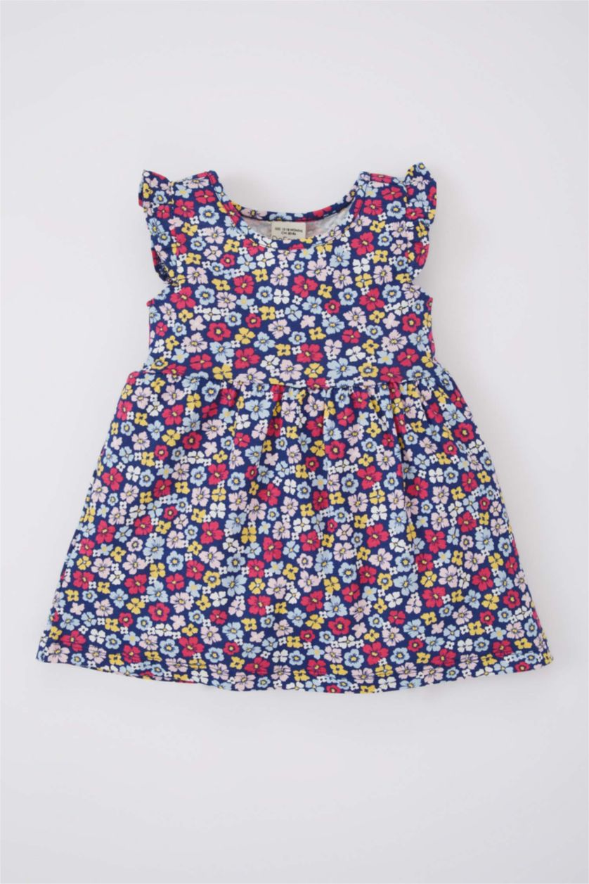 طفلة صغيرة كحلي فستان بناتي بقصة عادية بدون أكمام