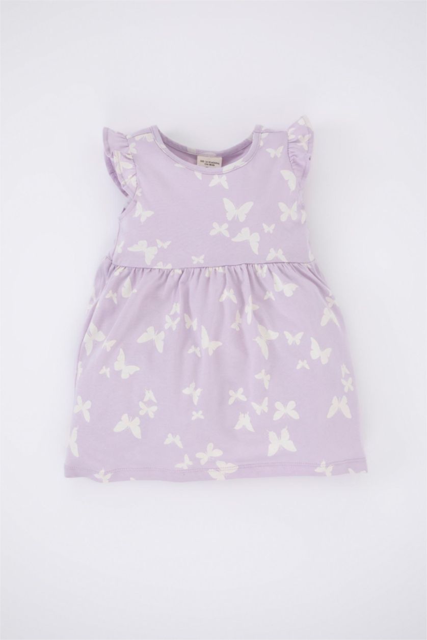 طفلة صغيرة أرجواني فستان بناتي بقصة عادية بدون أكمام