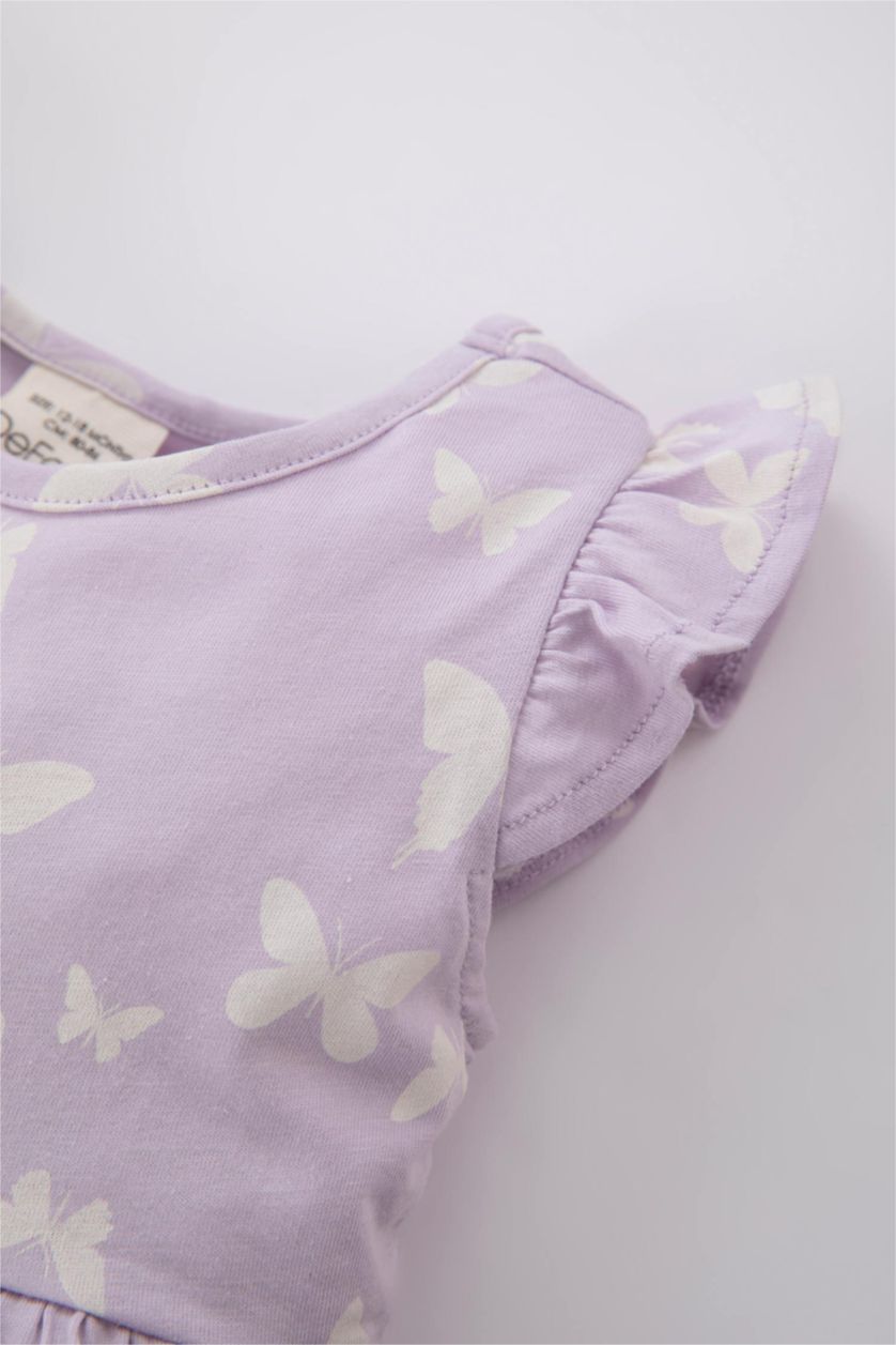 طفلة صغيرة أرجواني فستان بناتي بقصة عادية بدون أكمام