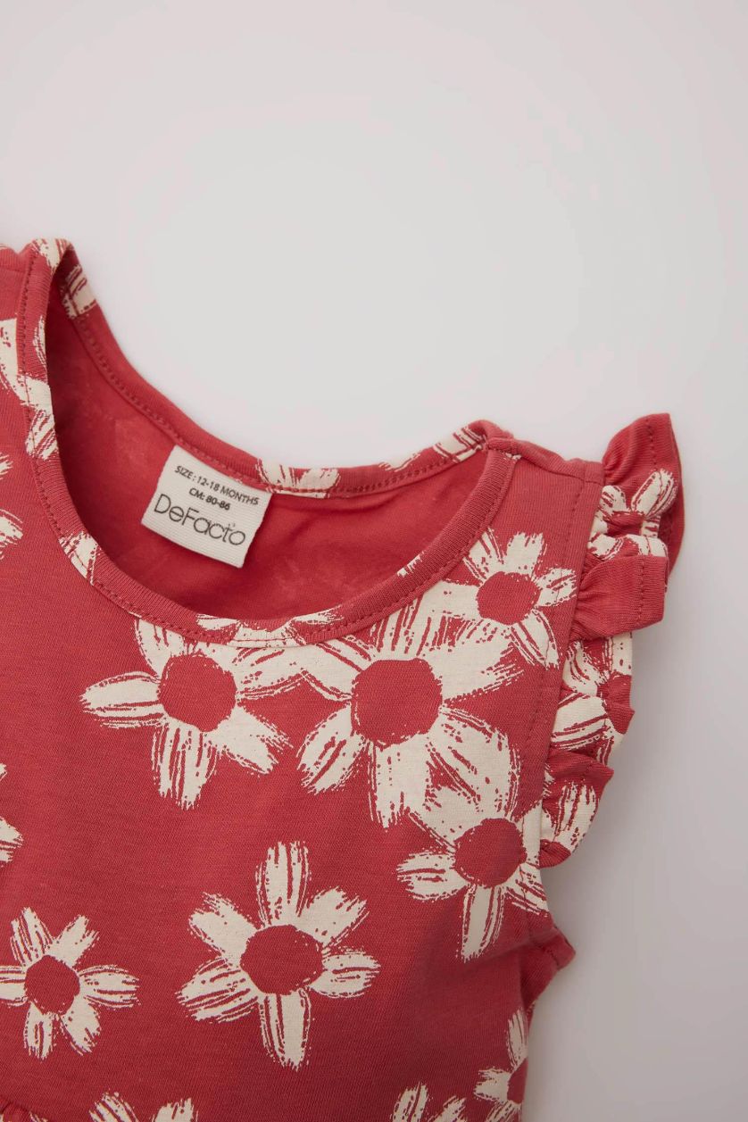 طفلة صغيرة اللون الطوبي فستان بناتي نص ردن قصة عادية بياخة مستديرة