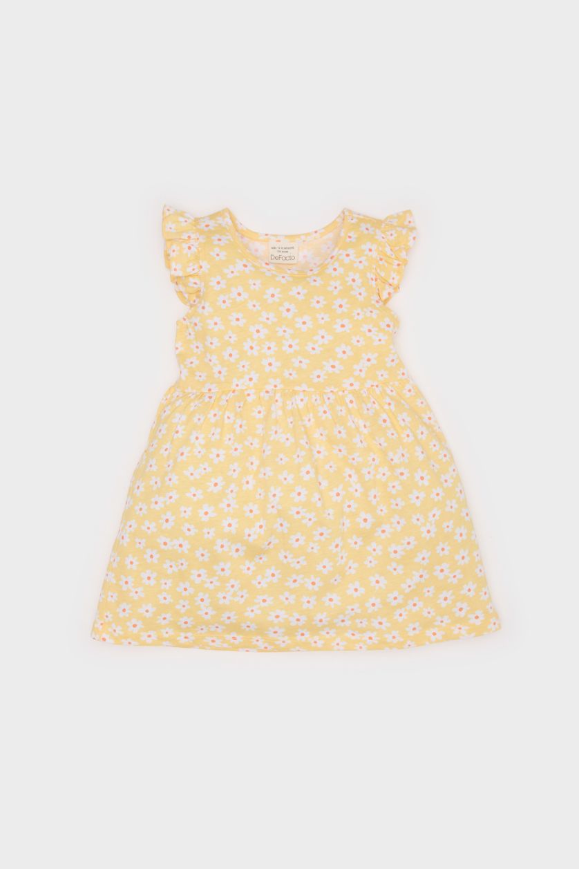 BÉBÉ FILLE Jaune Clair Robe fleurie à manches courtes pour bébé fille