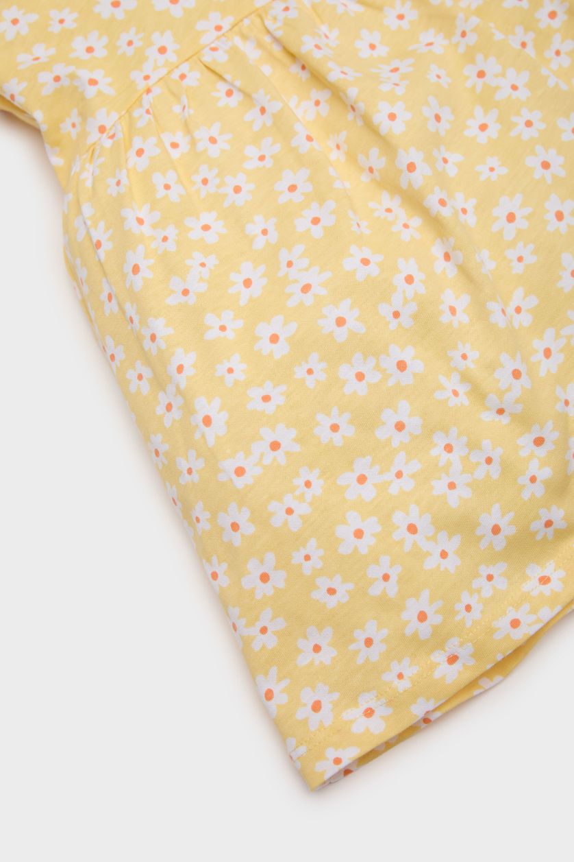 BÉBÉ FILLE Jaune Clair Robe fleurie à manches courtes pour bébé fille
