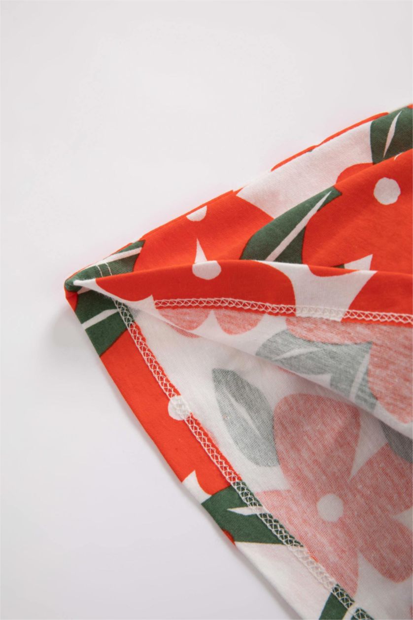 BABY GIRL Coral Baby Girl Patterned Sleeveless Dress