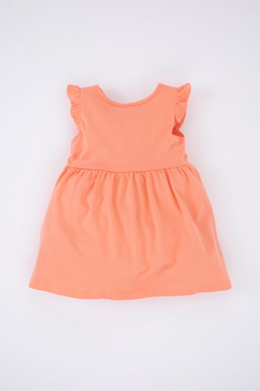 BÉBÉ FILLE Orange Robe En Tricot Fleur Col Ras Du Cou Sans Manches