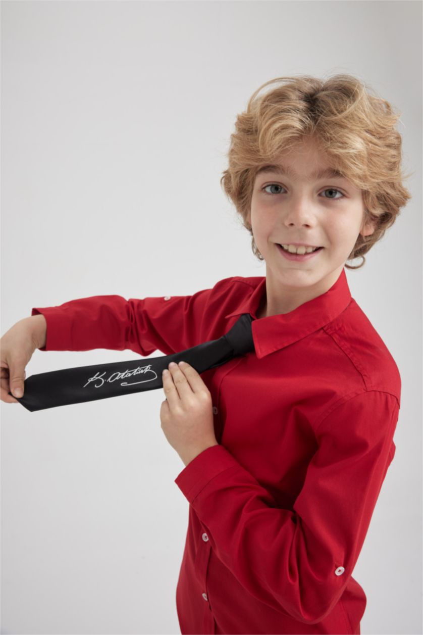 Erkek Çocuk - Genç Erkek Siyah Erkek Çocuk Atatürk Baskılı Kravat