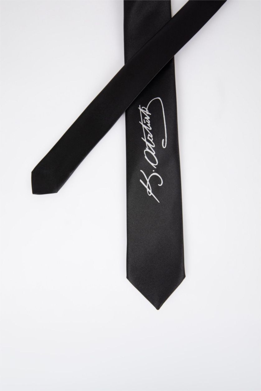 Erkek Çocuk - Genç Erkek Siyah Erkek Çocuk Atatürk Baskılı Kravat