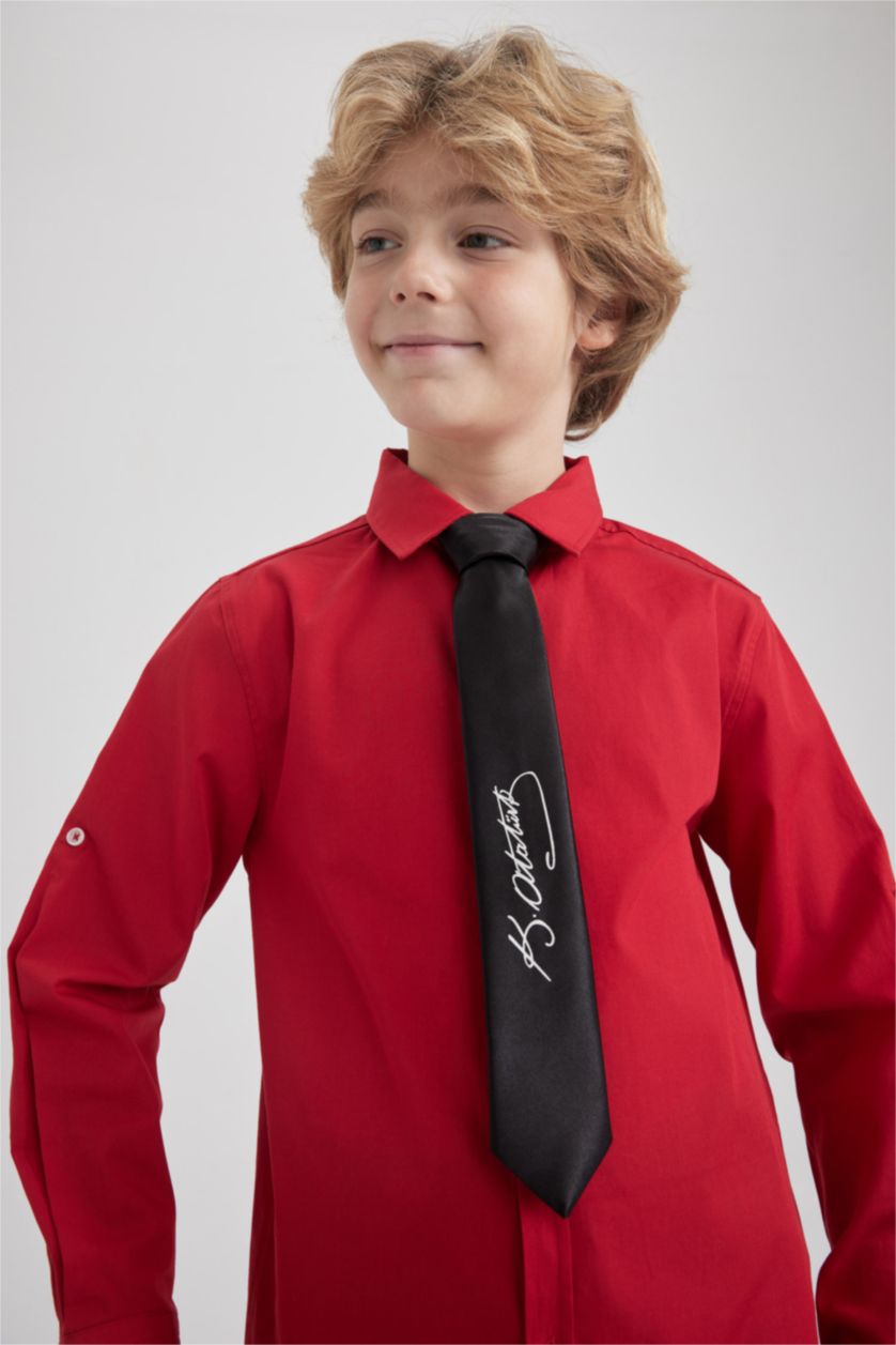 Erkek Çocuk - Genç Erkek Siyah Erkek Çocuk Atatürk Baskılı Kravat