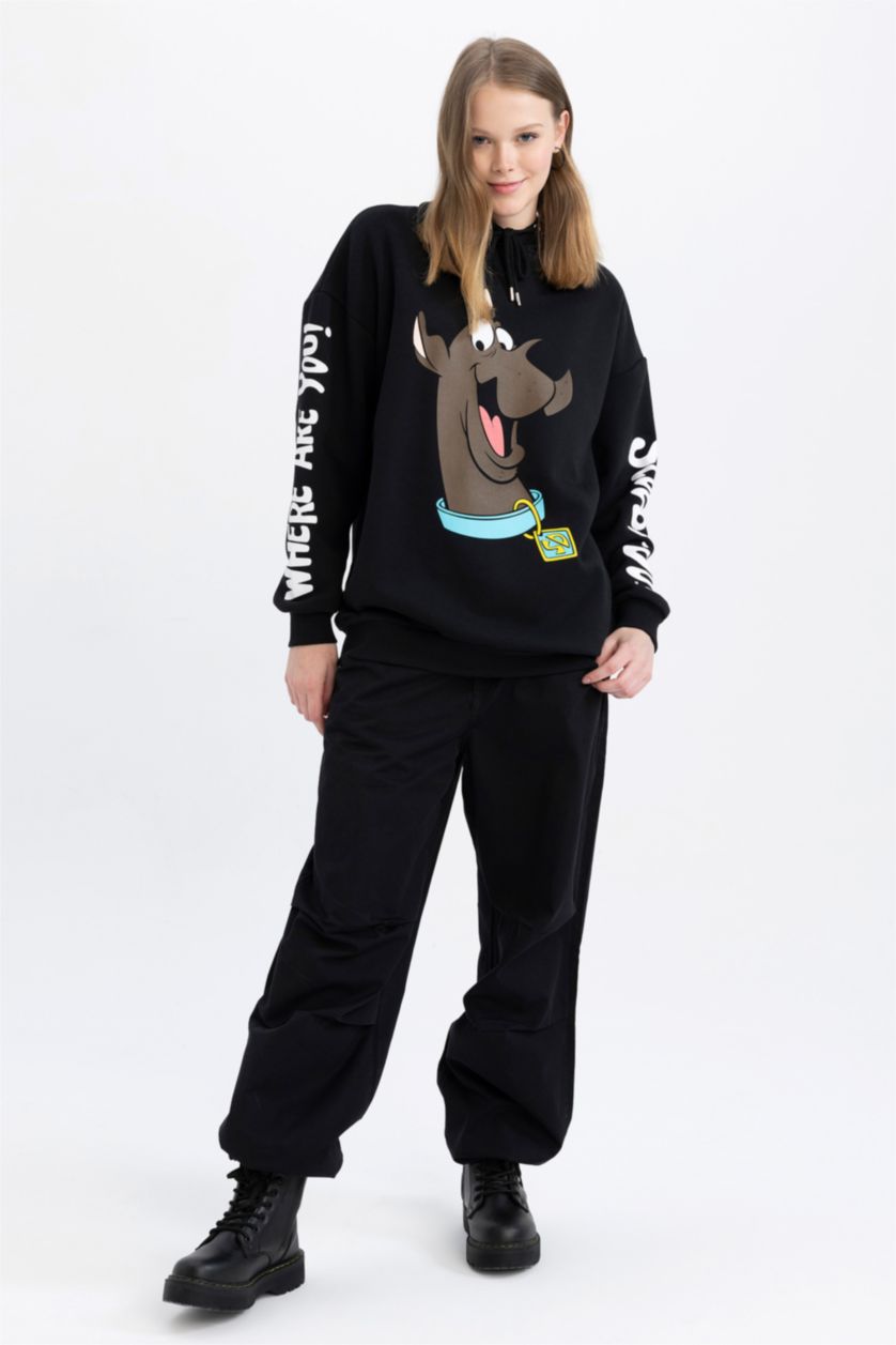 WOMAN Black Coool Scooby Doo Oversize Fit Hoodie Sweatshirt