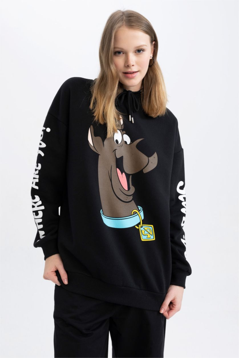 WOMAN Black Coool Scooby Doo Oversize Fit Hoodie Sweatshirt