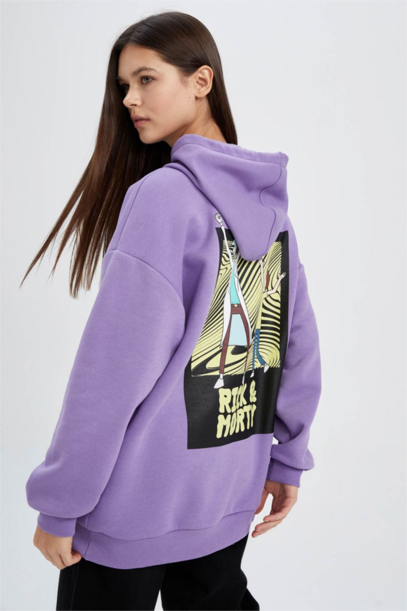 FEMME Violet Sweat À Capuche Oversize Rick Et Morty