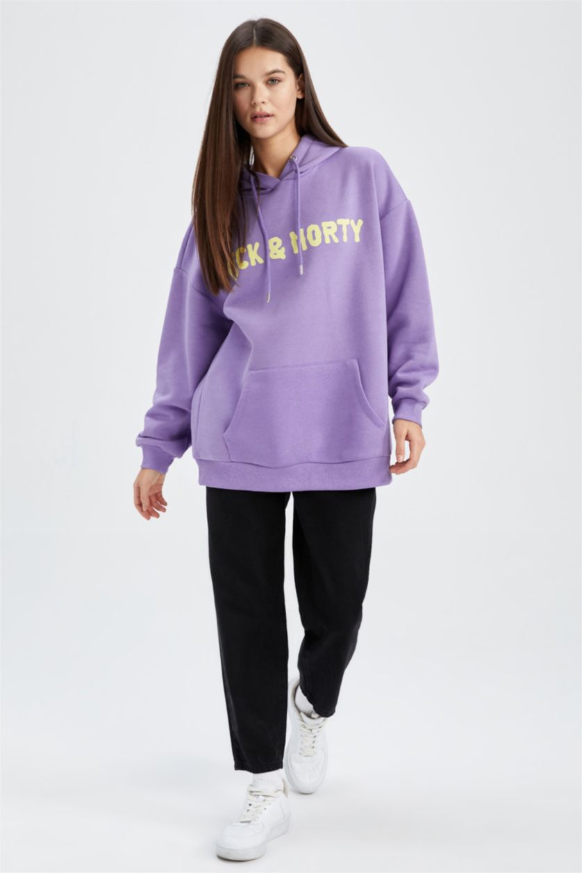 FEMME Violet Sweat À Capuche Oversize Rick Et Morty