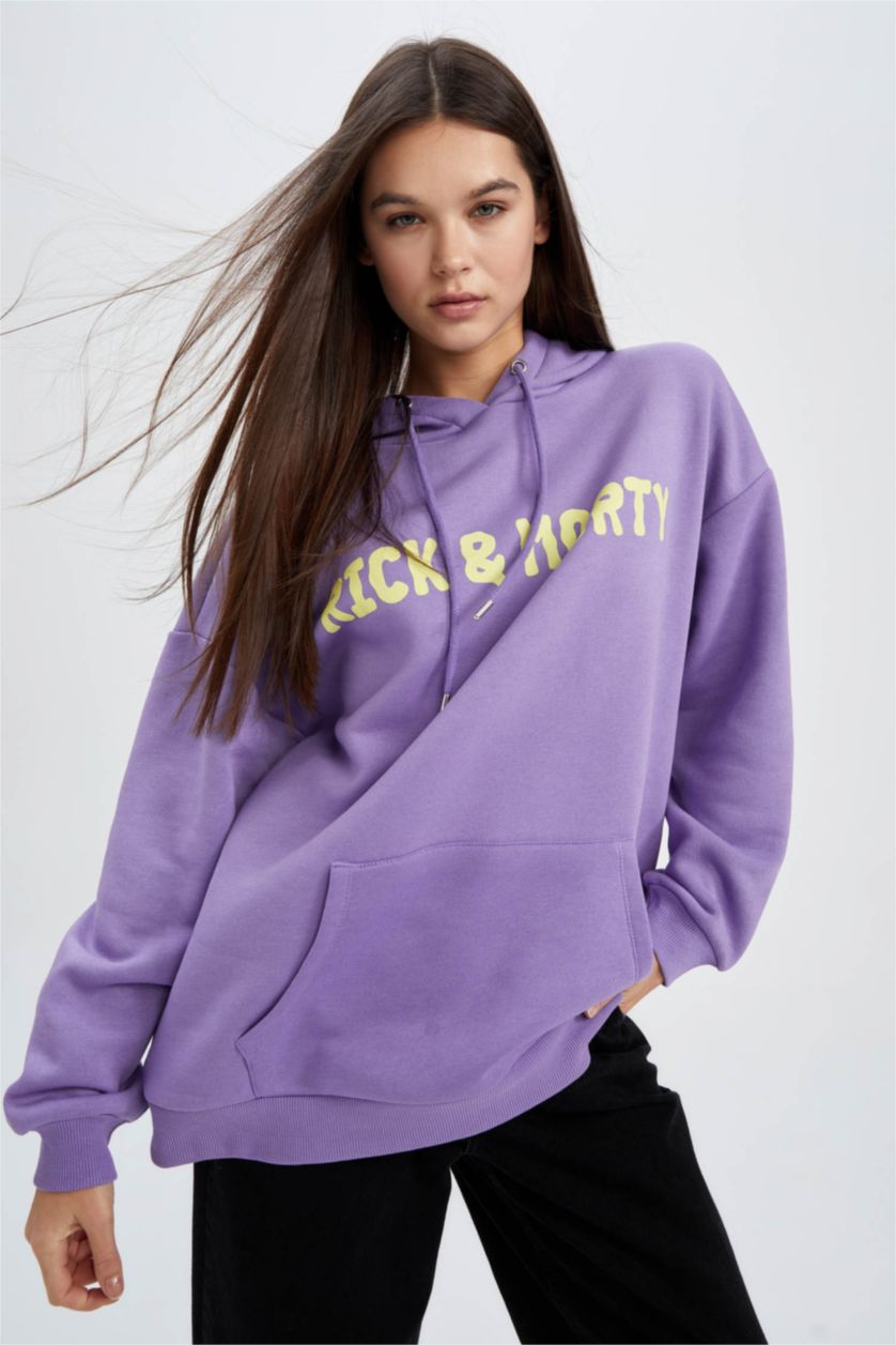 FEMME Violet Sweat À Capuche Oversize Rick Et Morty
