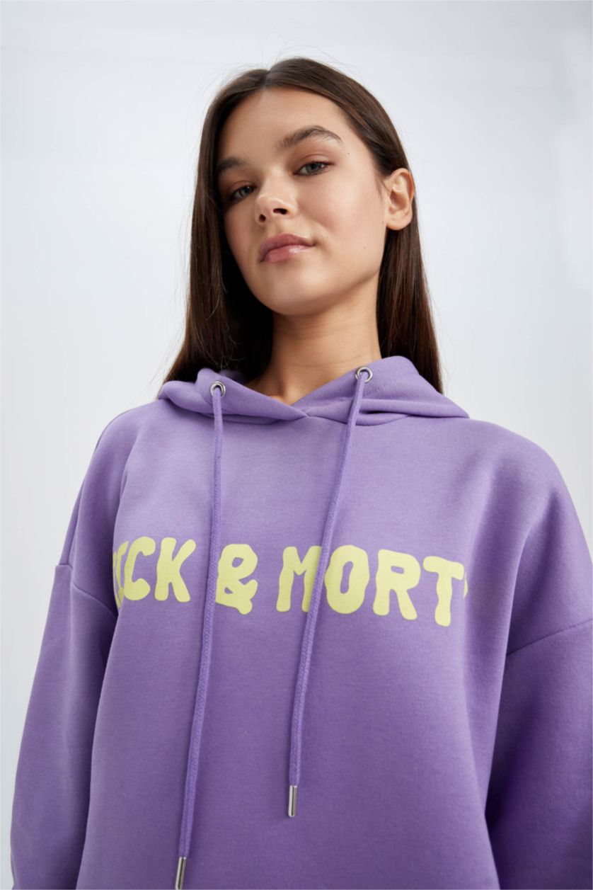 FEMME Violet Sweat À Capuche Oversize Rick Et Morty
