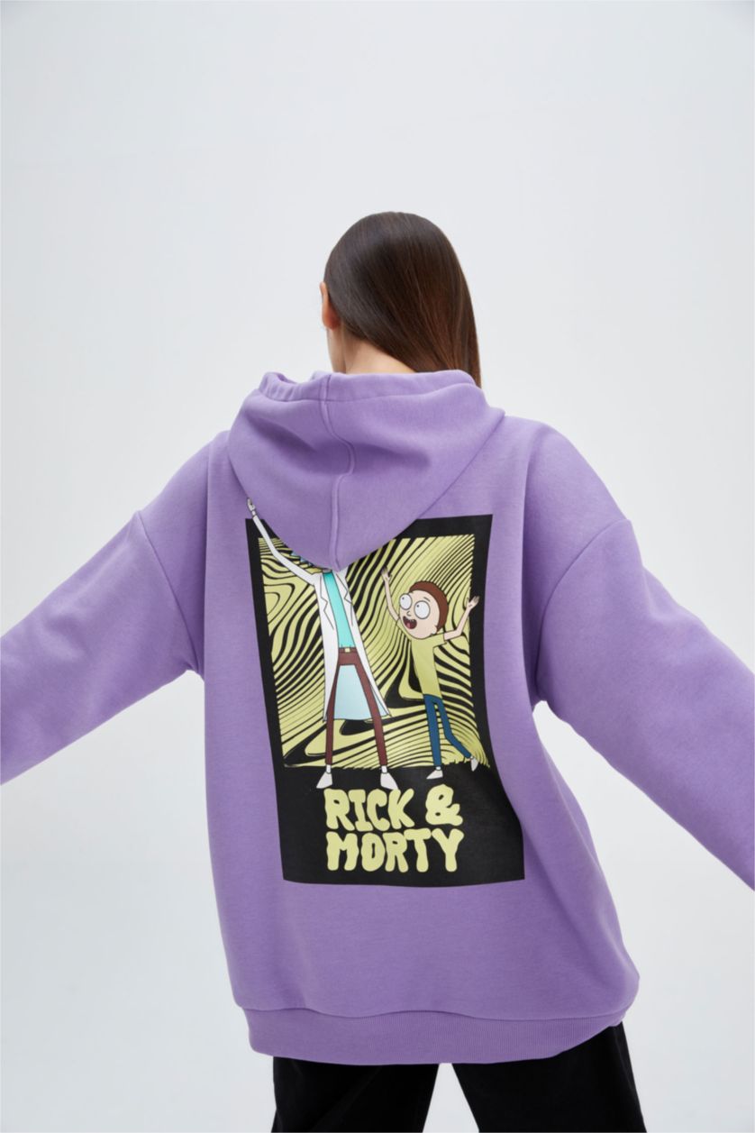 FEMME Violet Sweat À Capuche Oversize Rick Et Morty