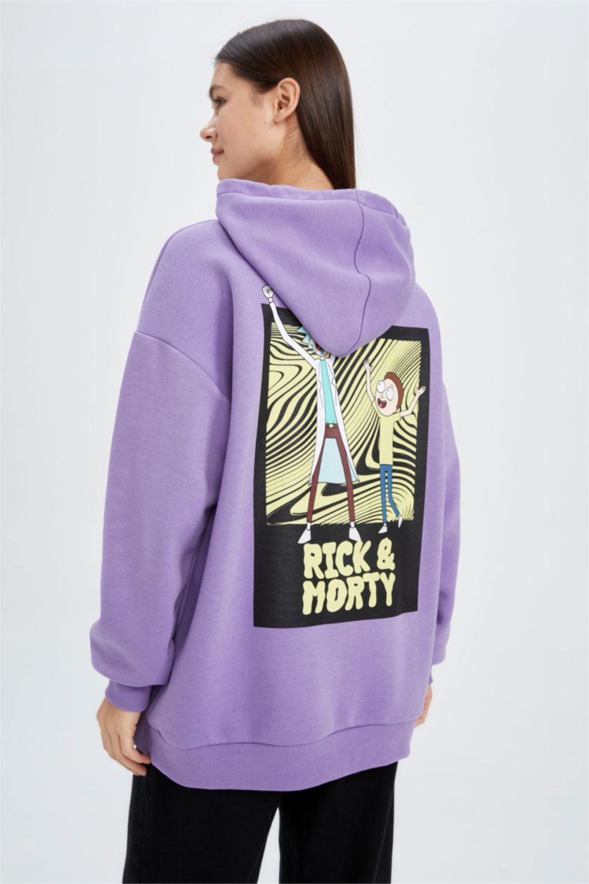 FEMME Violet Sweat À Capuche Oversize Rick Et Morty