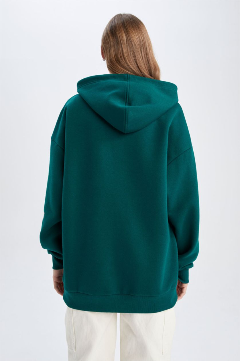 FEMME Vert Foncé Sweat- Shirt Coupe Oversize À capuche Grand Manche Longue Snoopy