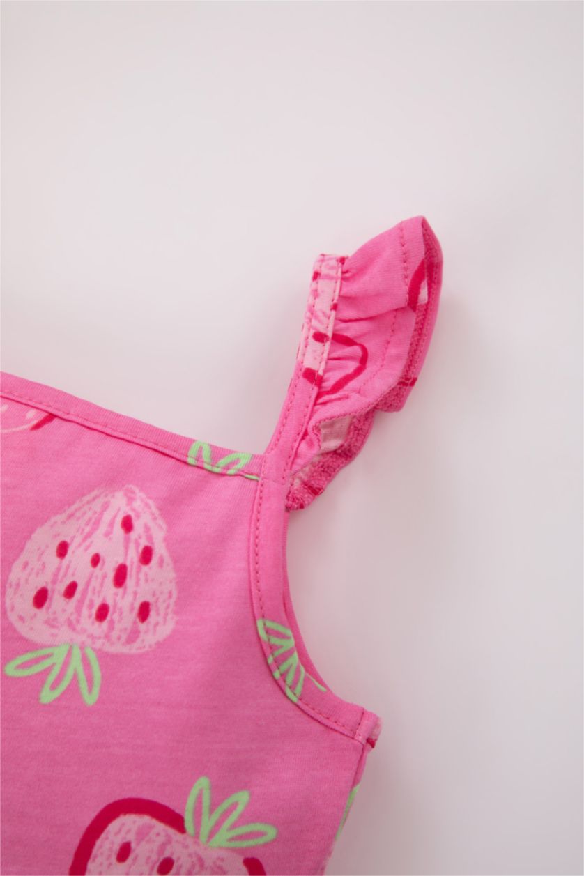 طفلة صغيرة زهري فستان بناتي بقصة عادية بحمالات بكتف واحد