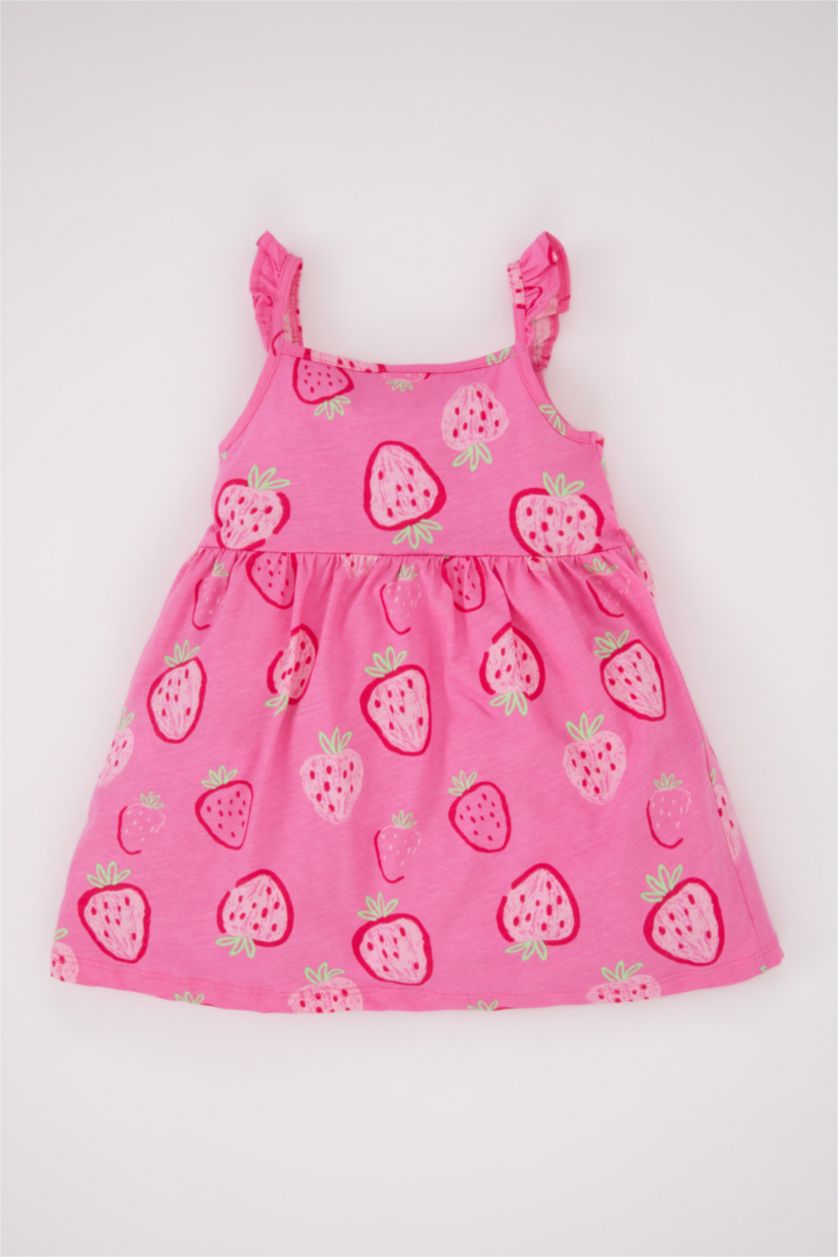 طفلة صغيرة زهري فستان بناتي بقصة عادية بحمالات بكتف واحد