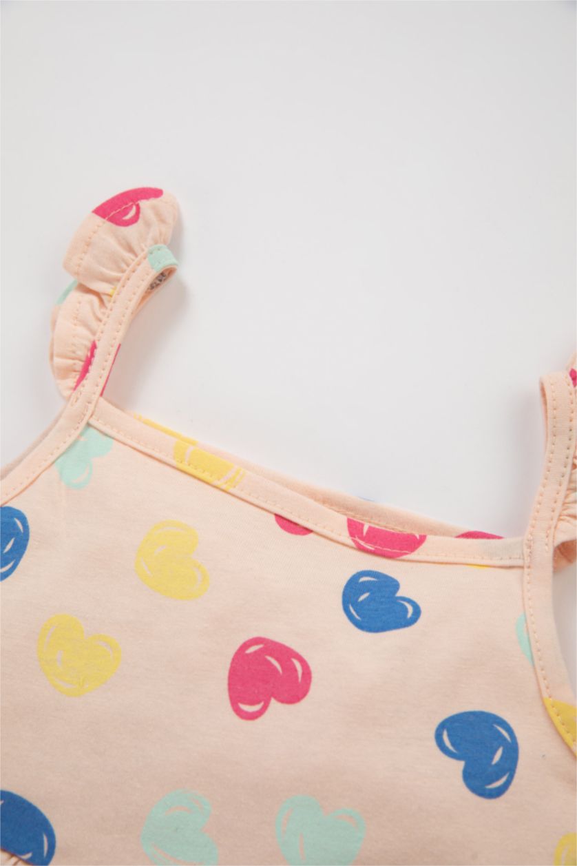 طفلة صغيرة زهري فاتح فستان بناتي بقصة عادية بحمالات بكتف واحد