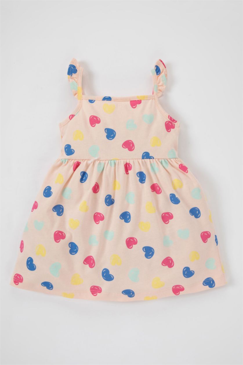 طفلة صغيرة زهري فاتح فستان بناتي بقصة عادية بحمالات بكتف واحد