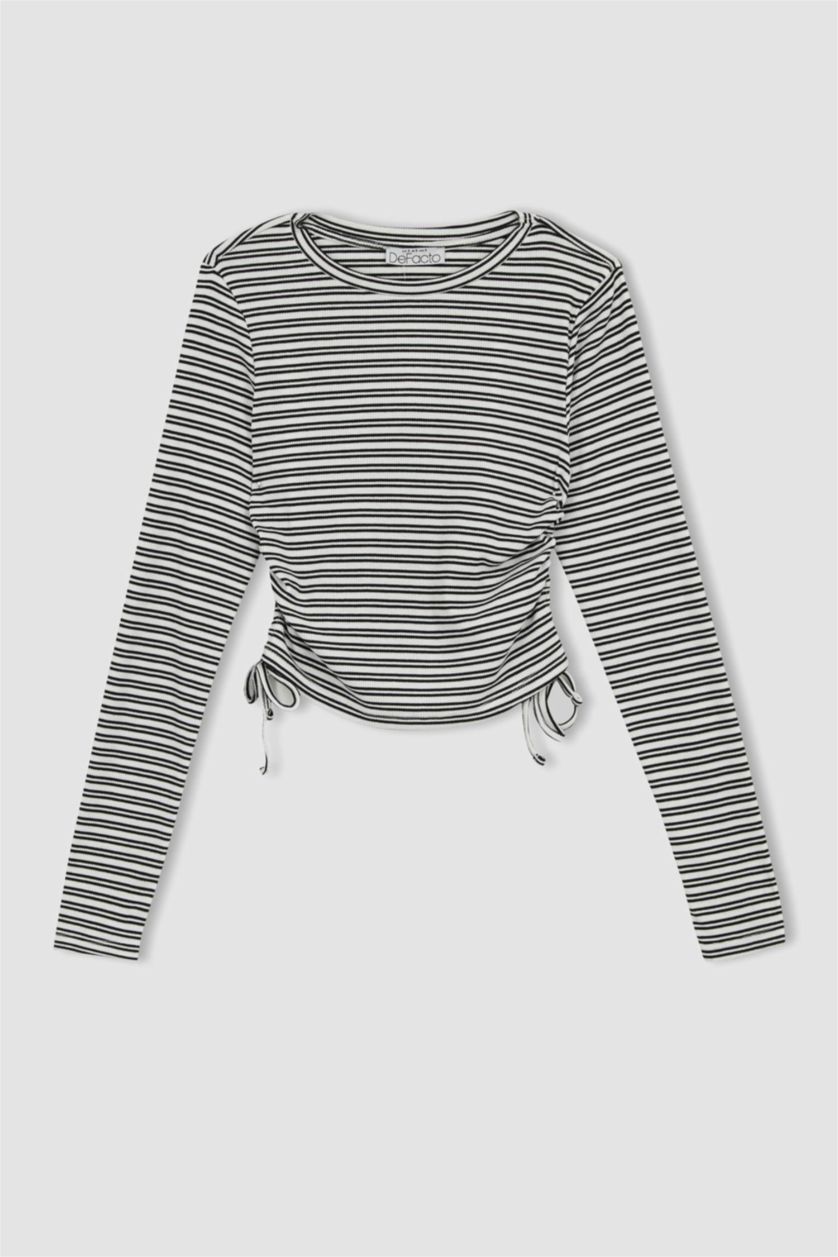 Женщины Белый Кофта в полоску с круглым вырезом