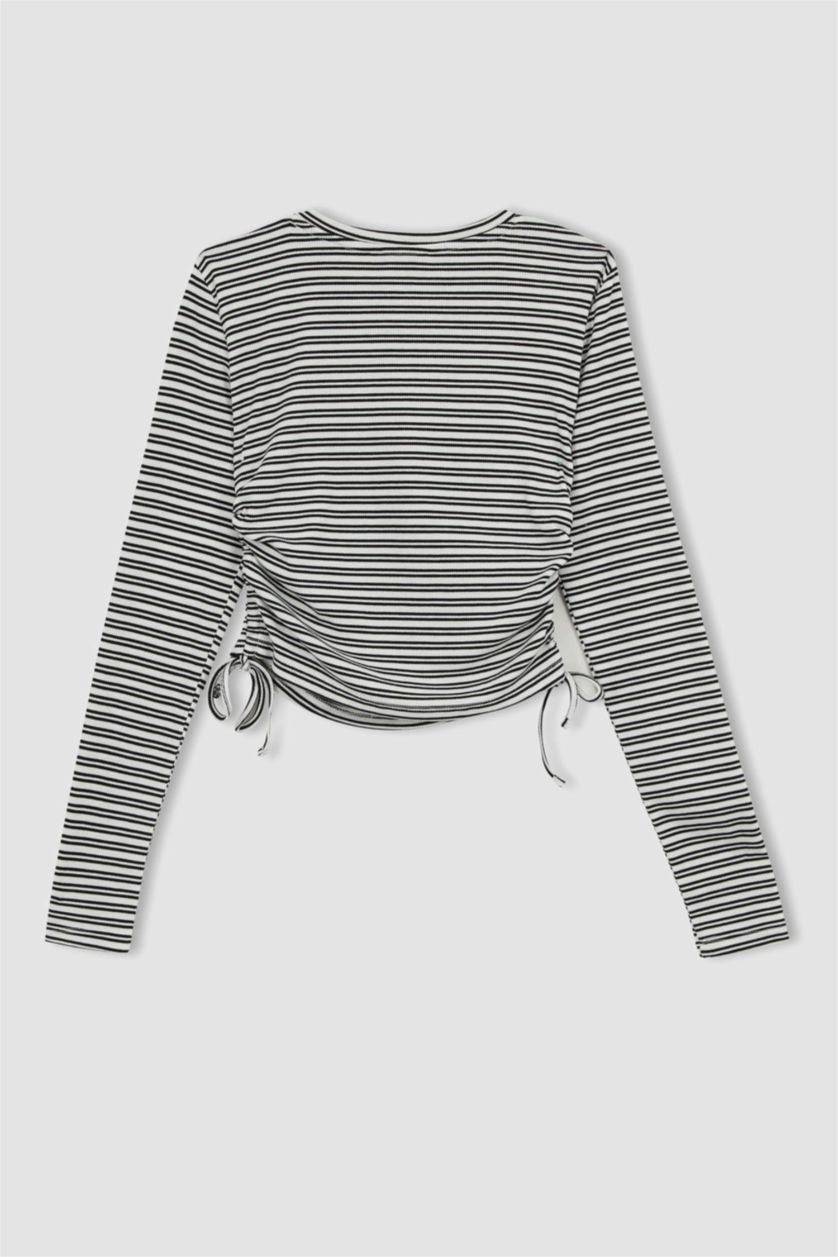 Женщины Белый Кофта в полоску с круглым вырезом