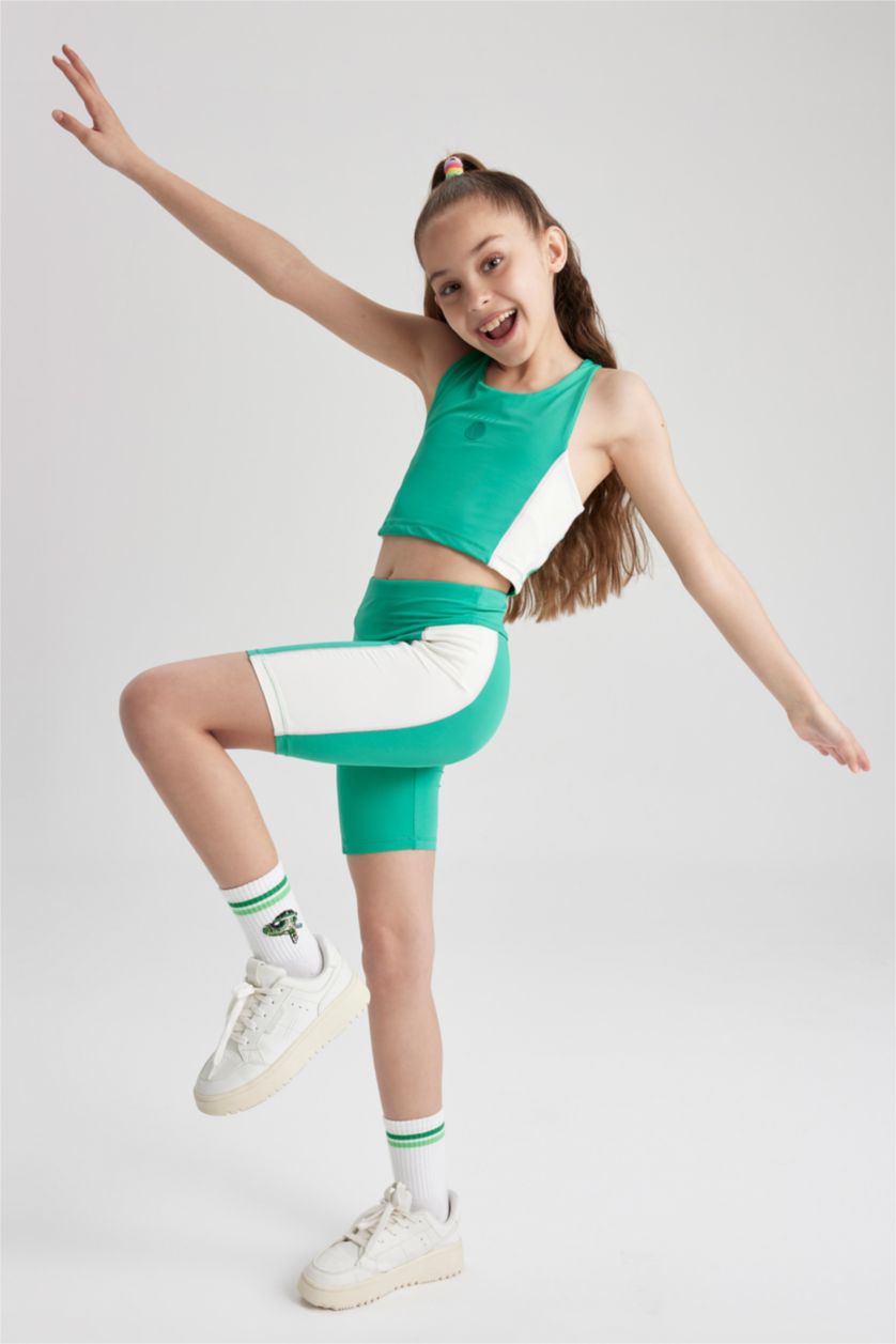 GIRLS & TEENS Green Girls' Short Length Premium Leggings