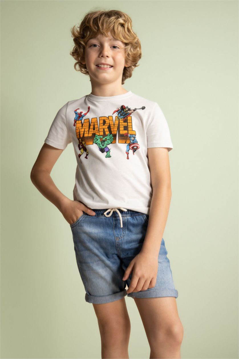 أولاد رمادي فاتح تي شيرت اولادي بقصة عادية من مارفل