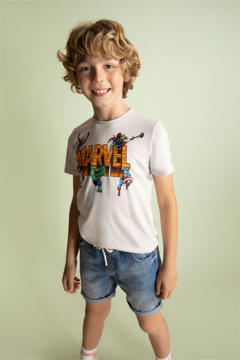 أولاد رمادي فاتح تي شيرت اولادي بقصة عادية من مارفل