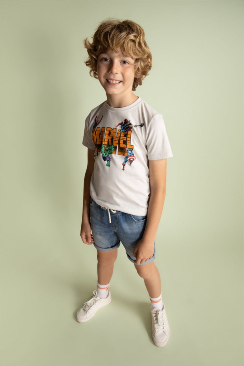 أولاد رمادي فاتح تي شيرت اولادي بقصة عادية من مارفل