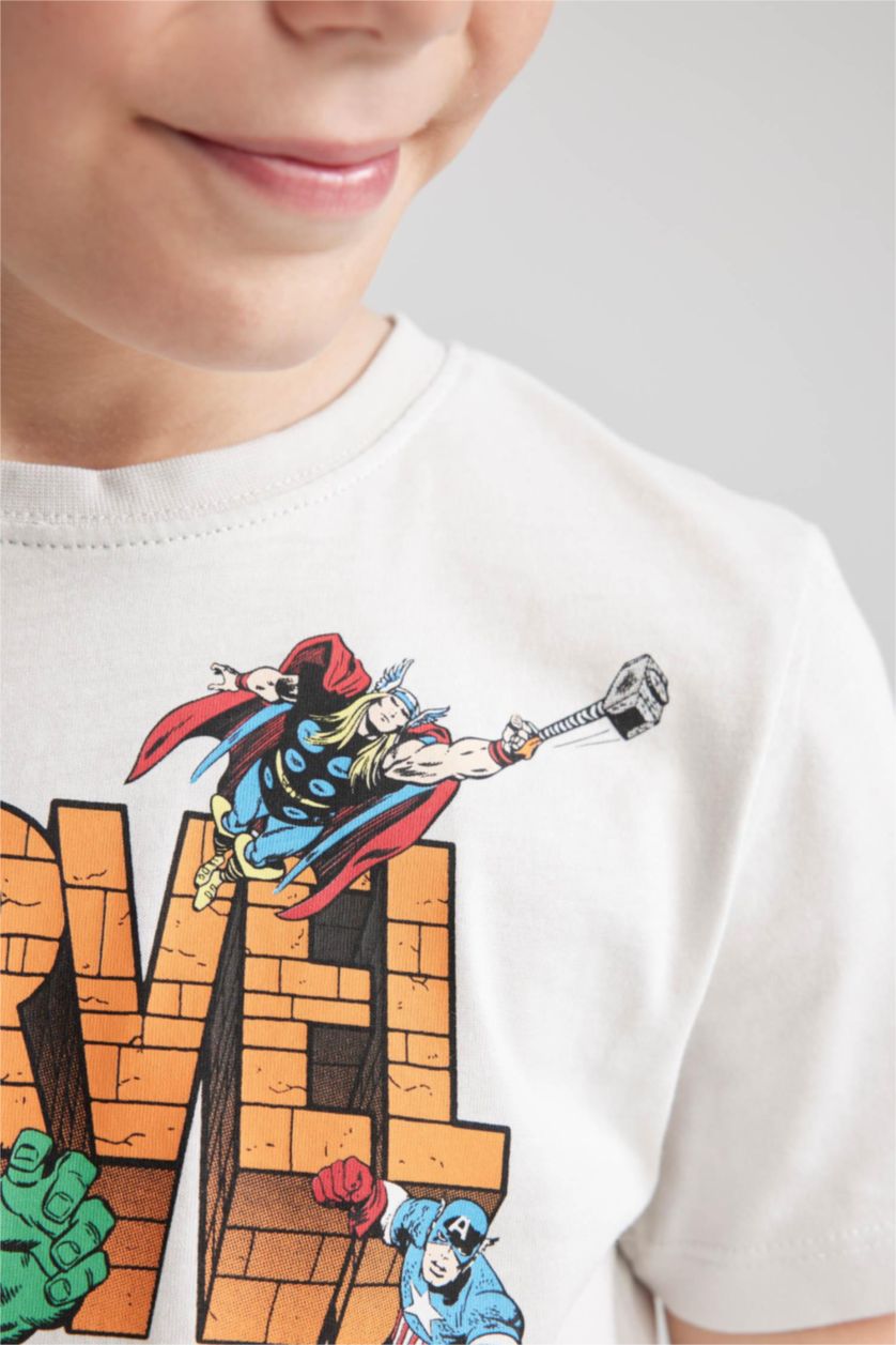 أولاد رمادي فاتح تي شيرت اولادي بقصة عادية من مارفل