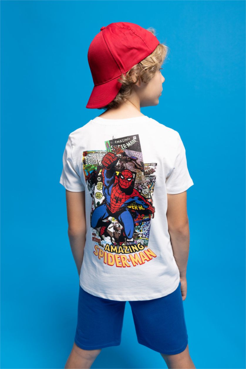 Erkek Çocuk - Genç Erkek Kırık Beyaz Erkek Çocuk Marvel Comics Bisiklet Yaka Kısa Kollu Tişört