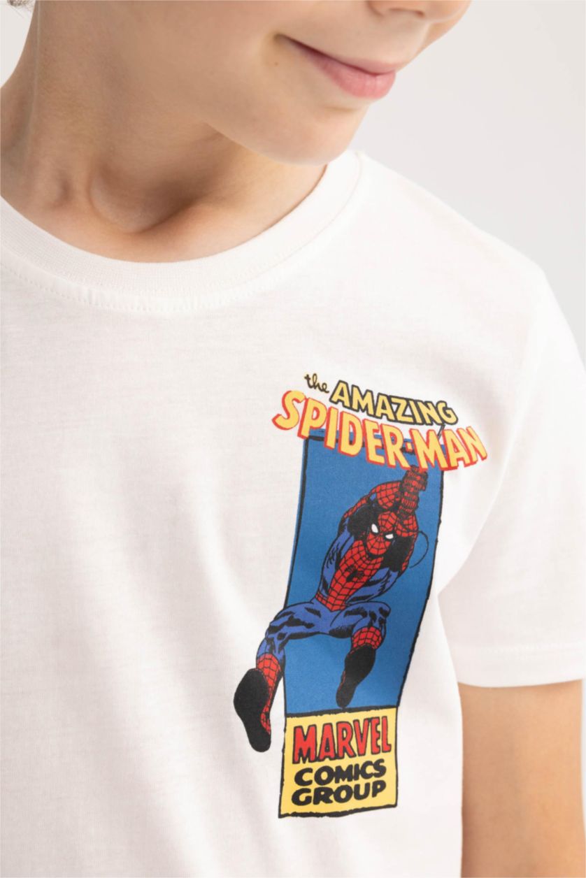 Erkek Çocuk - Genç Erkek Kırık Beyaz Erkek Çocuk Marvel Comics Bisiklet Yaka Kısa Kollu Tişört