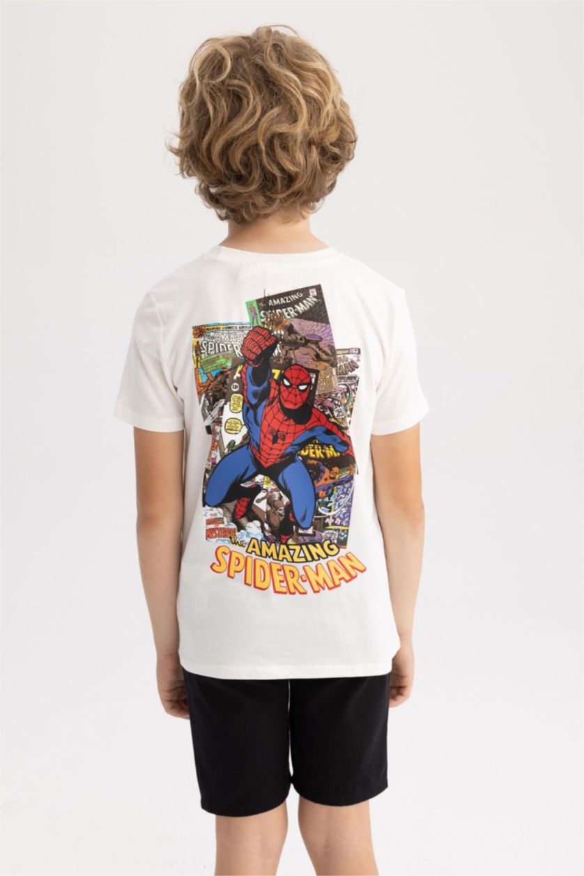 Erkek Çocuk - Genç Erkek Kırık Beyaz Erkek Çocuk Marvel Comics Bisiklet Yaka Kısa Kollu Tişört