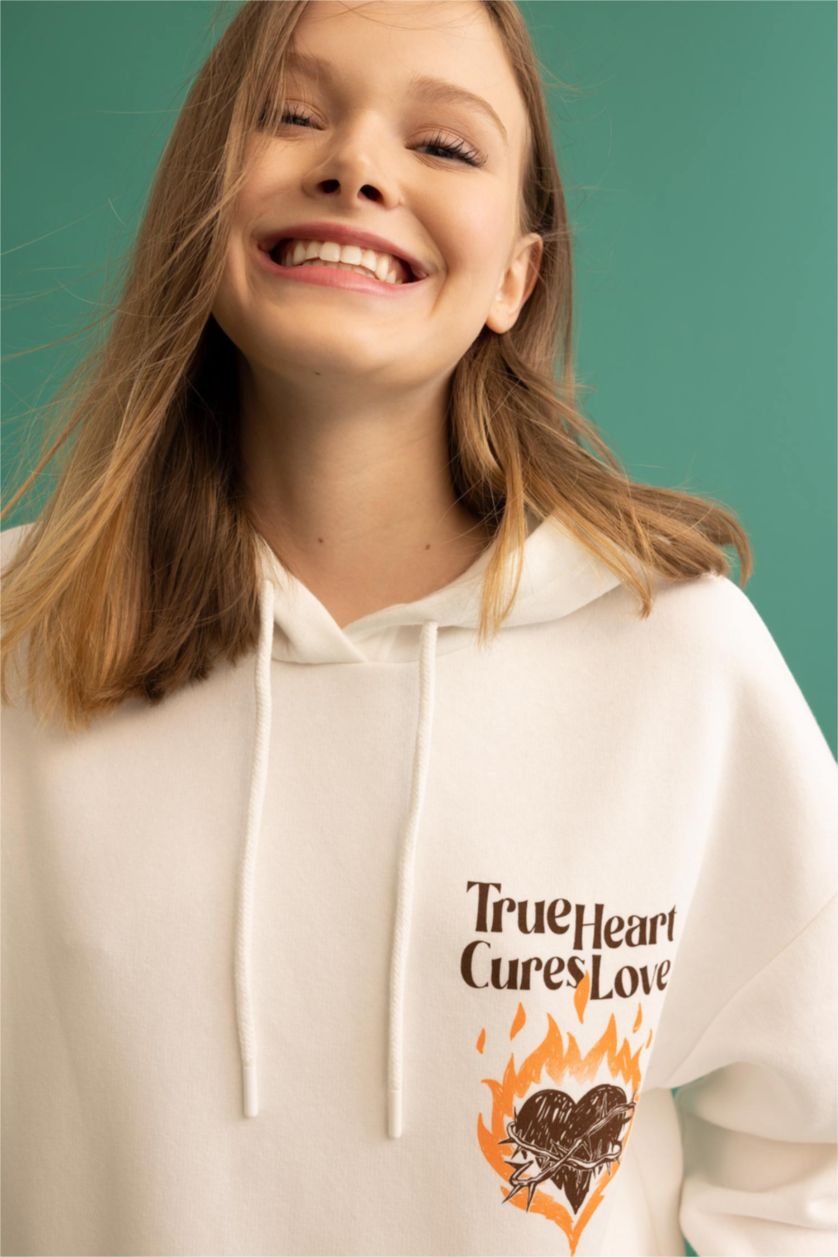 WOMAN Ecru Oversize Fit Thick Sweatshirt Fabric Sweatshirt