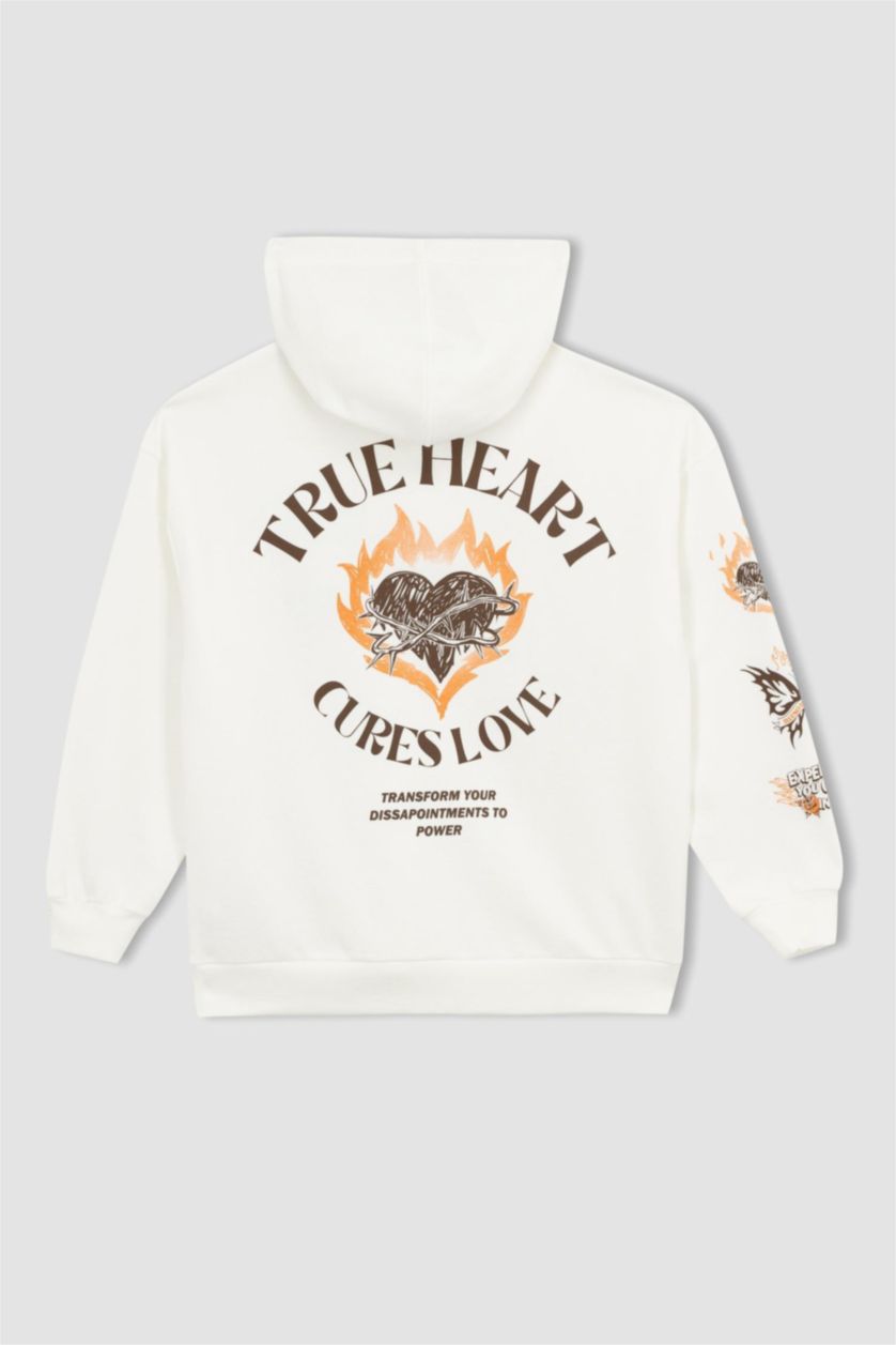 WOMAN Ecru Oversize Fit Thick Sweatshirt Fabric Sweatshirt