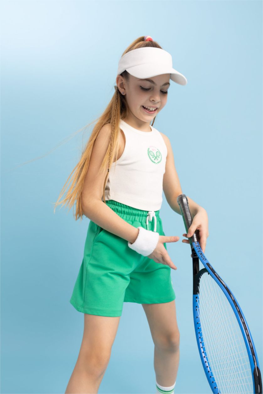 Kız Çocuk - Genç Kız Kırık Beyaz Bisiklet Yaka Atlet Kız Çocuk