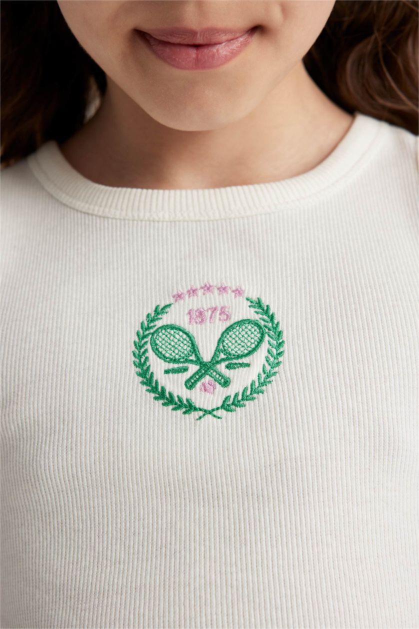 Kız Çocuk - Genç Kız Kırık Beyaz Bisiklet Yaka Atlet Kız Çocuk