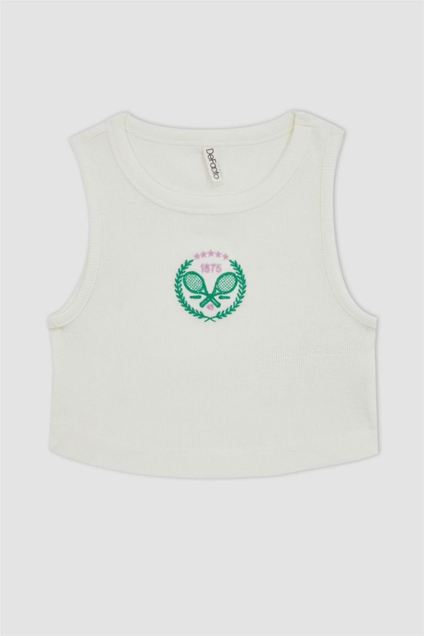 Kız Çocuk - Genç Kız Kırık Beyaz Bisiklet Yaka Atlet Kız Çocuk