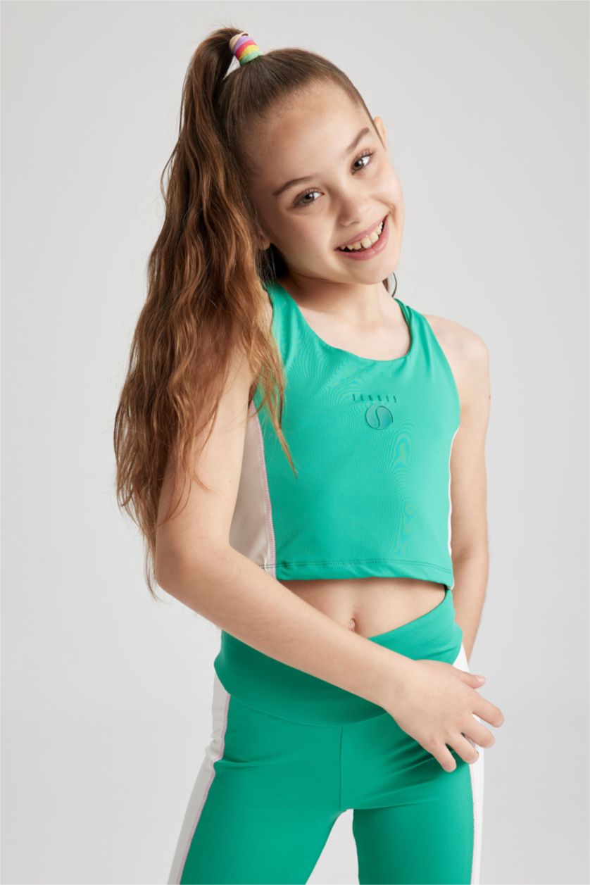 FILLES Vert Débardeur À Col Rond Pour Fille