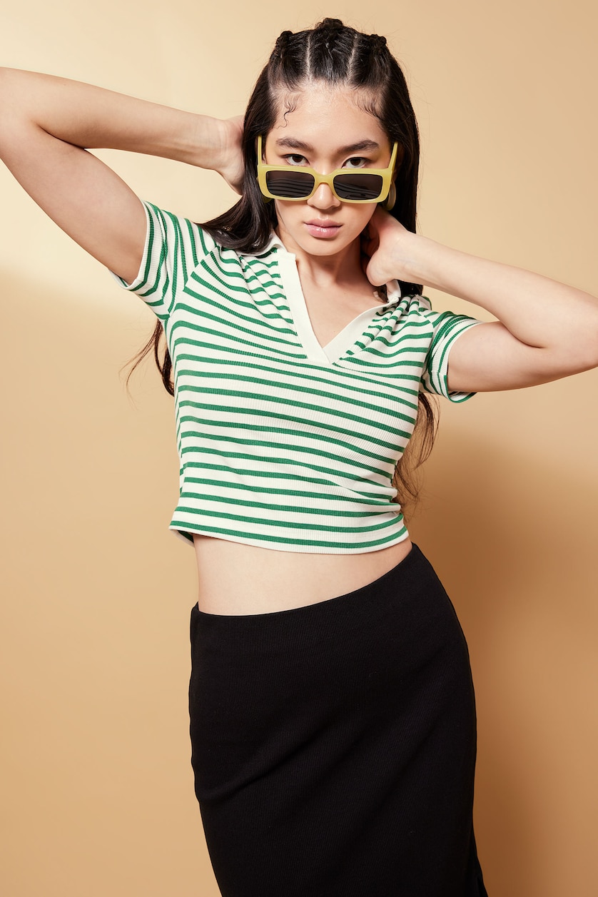 Women Green Slim Fit Camisole Short Sleeve T-Shirt