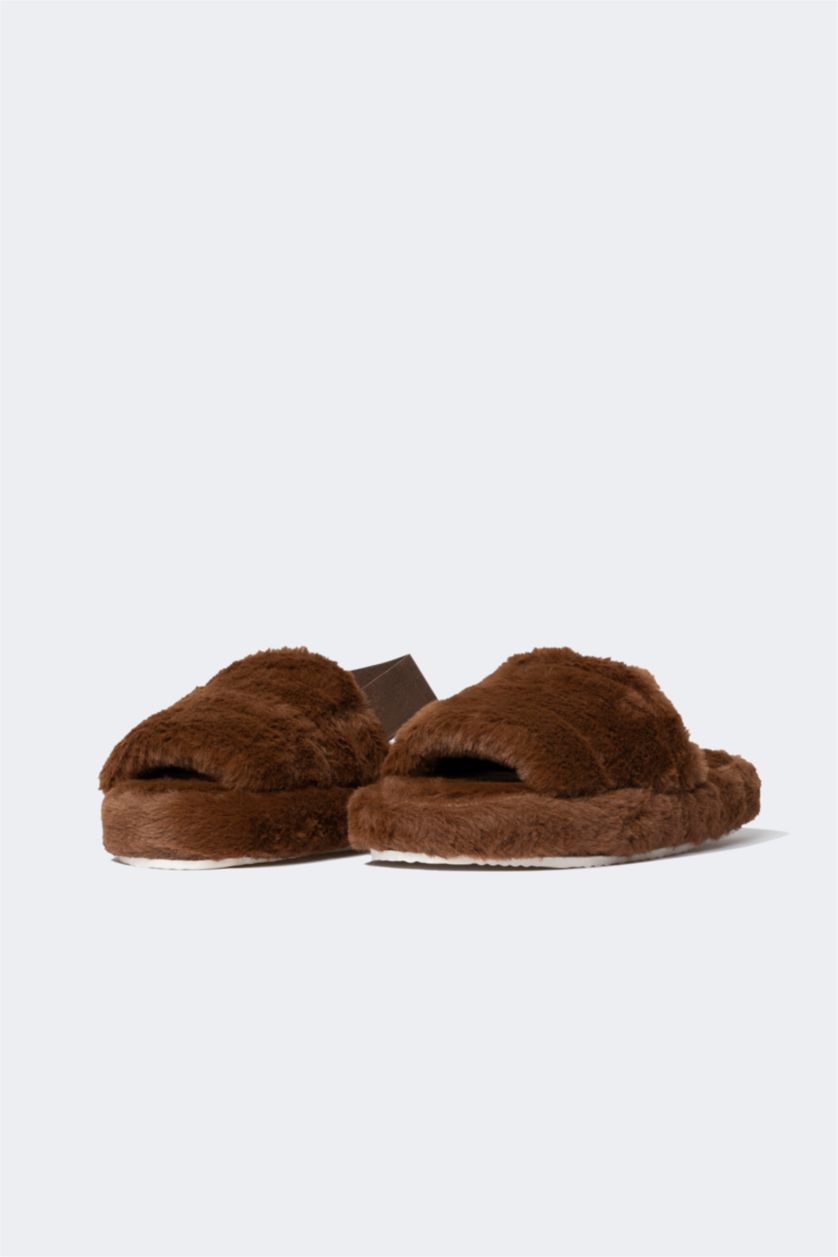 Kadın Koyu Kahve Kadın Düz Taban Ev Terliği