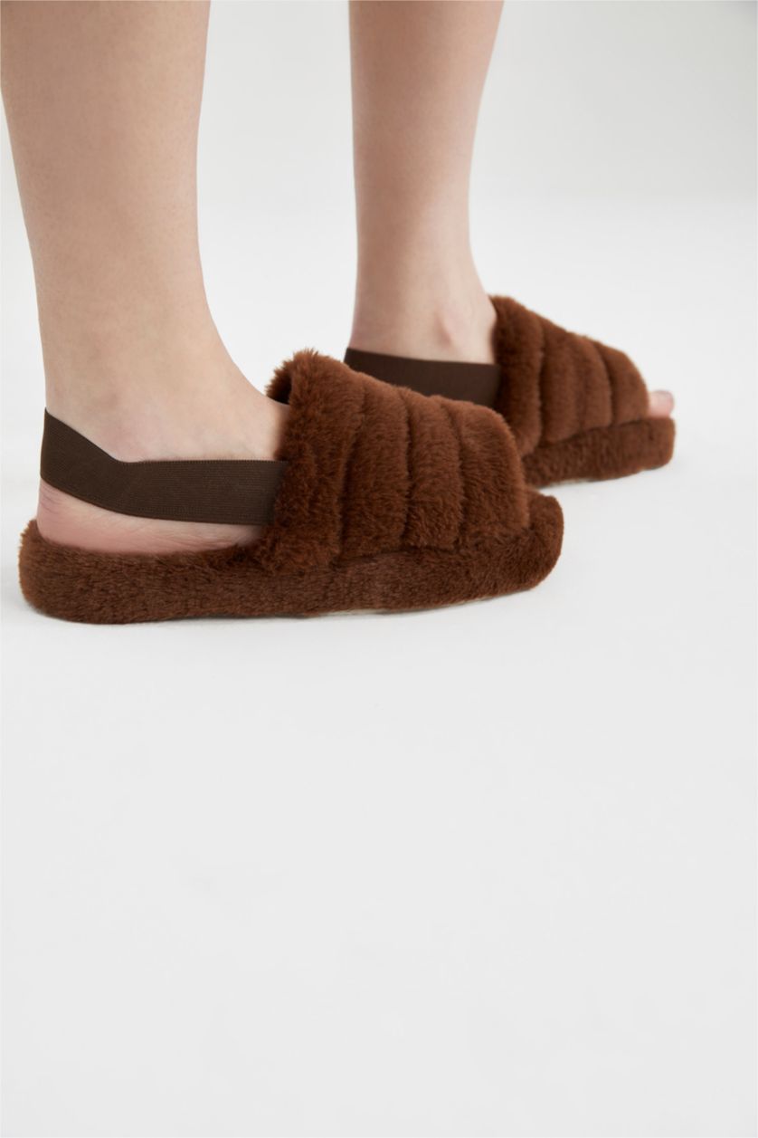 Kadın Koyu Kahve Kadın Düz Taban Ev Terliği