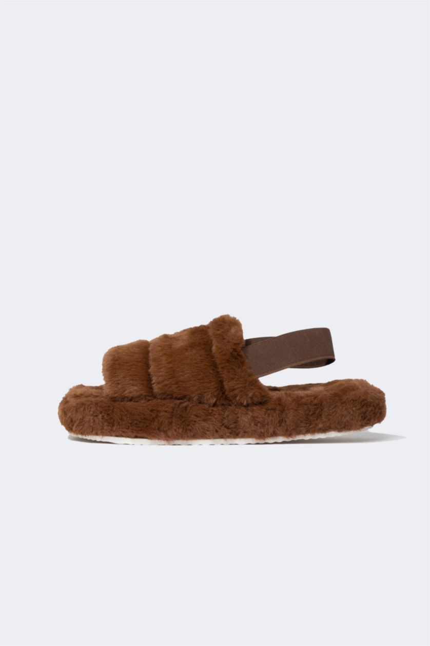 Kadın Koyu Kahve Kadın Düz Taban Ev Terliği